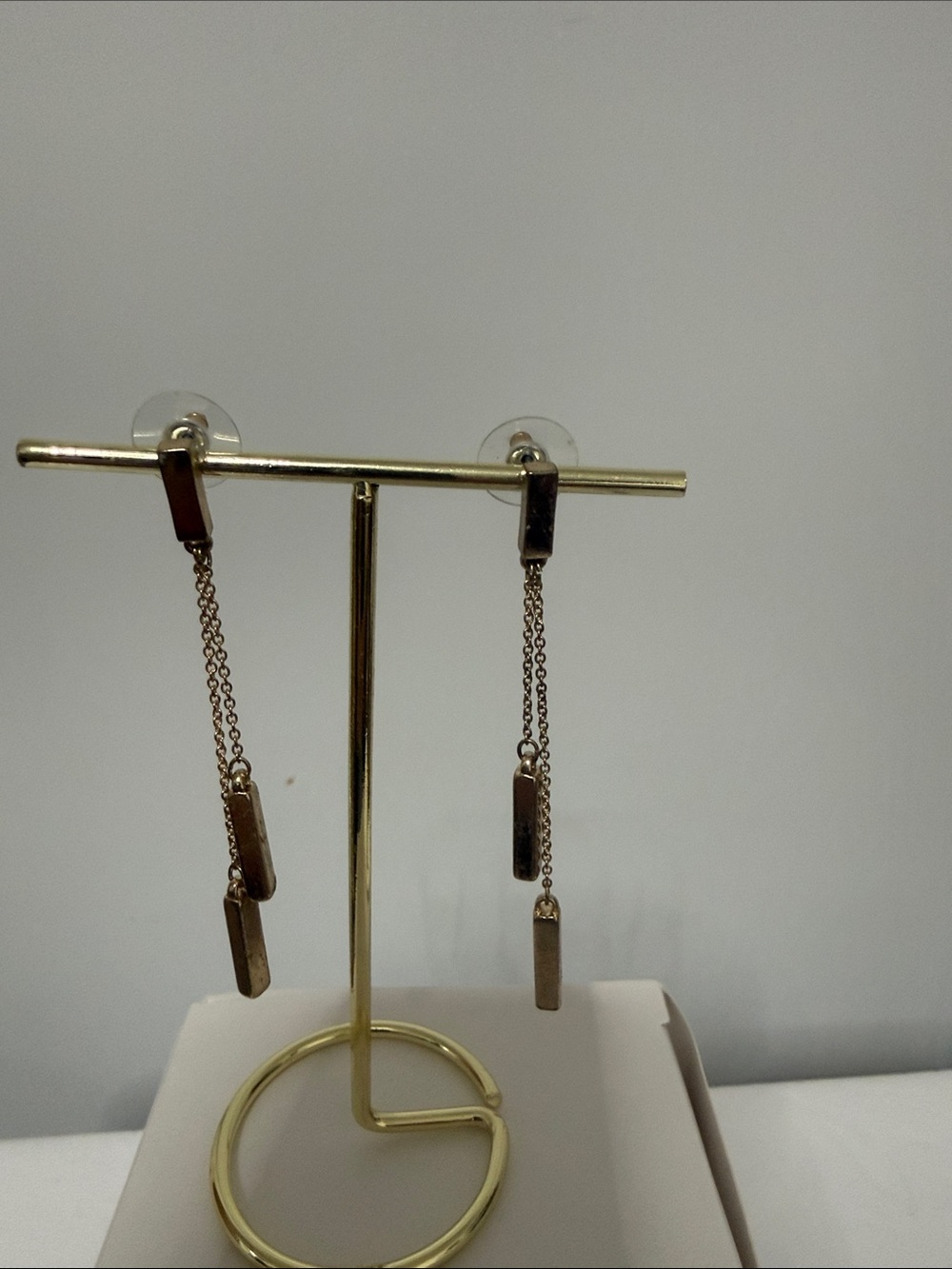Delicate Double-Chain Drop Earrings in Gold Tone